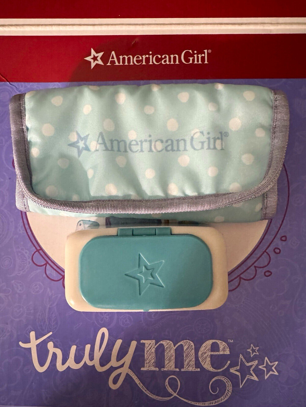 American Girl Truly Me Blue & White Polka Dot Changing Pad &Wipes